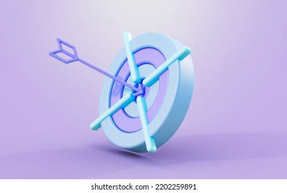 Bulls Eye Arrow Sign 3d Render Concept For Aim Target Accuracy Business Target Concept  