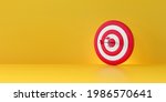 Bullseye on yellow background, dark and target. marketing goal concept. 3d rendering.