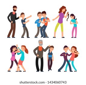 Collection Conflicts Between Parents Children Isolated Stock Vector ...