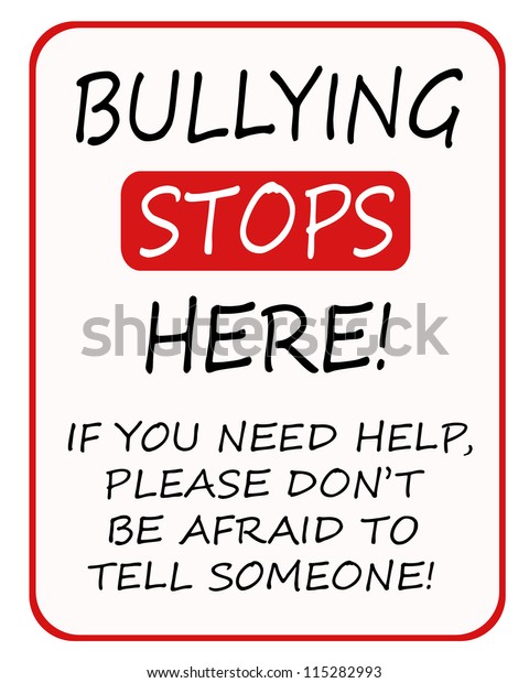 Bullying Stops Here Sign Stock Illustration 115282993