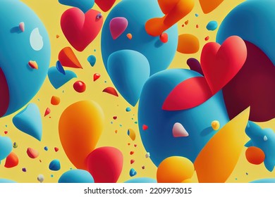 a bunch of balloons floating in the air, several hearts and arrows in the sky with some balloons in the air. seamless texture - Powered by Shutterstock