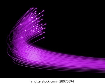 bunch of optical fibers flying through space