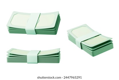A bundle of banknotes, 3d rendering. 3D illustration.
