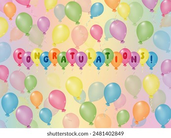 Bundle of colored balloons with text 