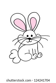 Hand Drawn Cute Bunny Isolated On Stock Vector (Royalty Free ...