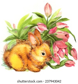 Bunny Flower Watercolor Stock Illustration 237943042 | Shutterstock