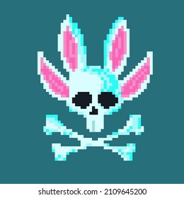 Bunny Psycho Pixel Art With Four Ears