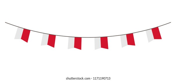 Bunting decoration in colors of Malta flag. Garland, pennants on a rope for party, carnival, festival, celebration. For National Day of  Malta on August 18 - Powered by Shutterstock