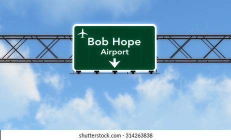 Burbank USA Airport Highway Sign 3D Illustration