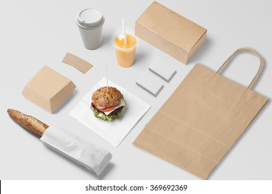 Burger Bar Corporate Identity Template Design Set. Branding Mock Up