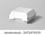 burger box mockup on white background, 3D illustration,3D rendering