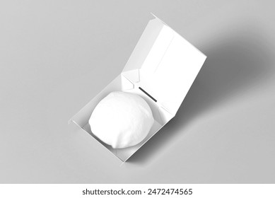 burger box top view opened mockup on white background, 3D illustration,3D rendering