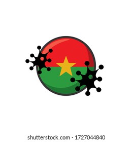 Burkina Faso Hit By Coronavirus. Covid-19 Impact Nationwide. Virus Attack On Burkina Faso Flag Concept Illustration On White Background 
