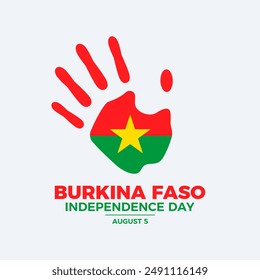 Burkina Faso Independence Day poster illustration. Burkina Faso flag handprint icon. Burkina Faso abstract flag hand symbol. Template for background, banner, card. August 5 every year. Important day - Powered by Shutterstock