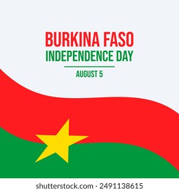 Burkina Faso Independence Day poster illustration. Burkina Faso waving flag frame illustration. Burkina Faso abstract flag symbol. Template for background, banner, card. August 5 every year - Powered by Shutterstock