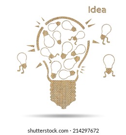 Burlap Broken Light Bulb And Disharmony Idea, Concept Unsuccessful