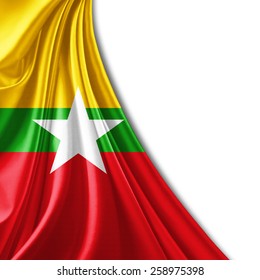 Burma Flag And White Background