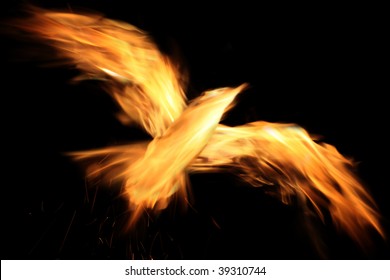 burn phoenixl on the black background