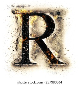 Burned Alphabet. Letter R.