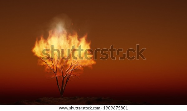 Burning Bush Religious Symbol Space Your Stock Illustration 1909675801