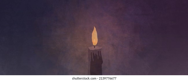 Burning Candle, Symbolic Of Maundy Thursday, Service Of Shadows, Or Tenebrae. Symbolic Of The Passion Of The Christ