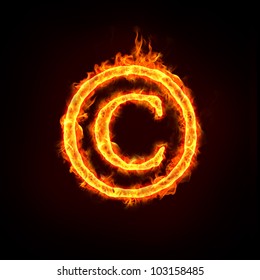 A Burning Copyright Notice Sign With Flame, For Concepts.