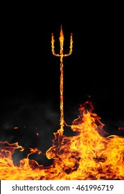 Burning Devils Trident Fork Abstract Fire