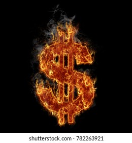 Burning dollar symbol