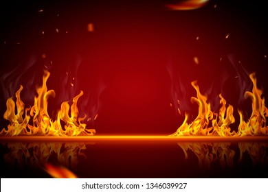 Burning Flame Effect Background In 3d Illustration