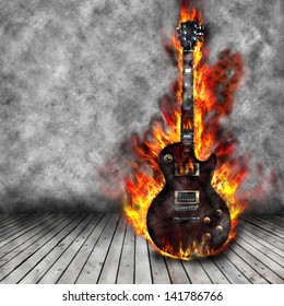 The burning guitar in the old room