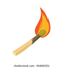 Burning Match Icon In Cartoon Style Isolated On White Background. Ignition Symbol