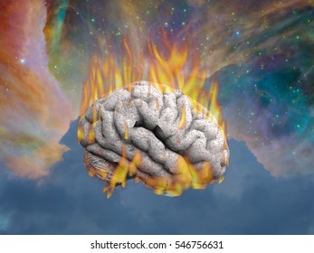 Burning Mind.  3D Render  Some elements provided courtesy of NASA
