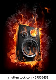 speaker with flames