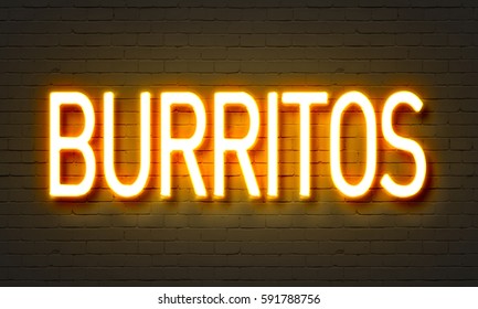 Burritos neon sign yellow