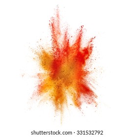 burst of colored powder isolated on white