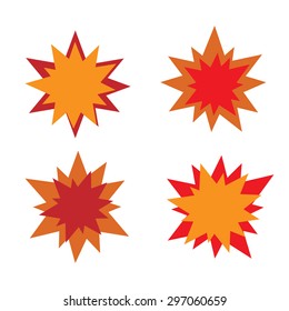 Burst Star Icons. Red And Orange.