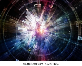Burst of Technology. Bright math-generated abstract radial elements to illustrate concept of rapid expansion on the subject of science, education and technology.