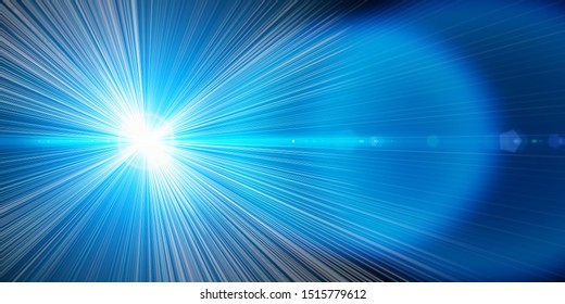 Bursting blue laser light effect - 3D illustration