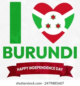 Burundi Independence Day on 1 July Vector Illustration with Flag Ribbon in National Holiday. , I love Burundi - Powered by Shutterstock