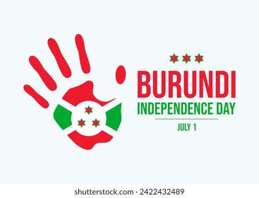 Burundi Independence Day poster illustration. Burundi flag handprint icon isolated on a gray background. Suitable for greeting card, poster and banner. July 1 every year. Important day - Powered by Shutterstock