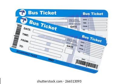 Bus Boarding Pass Tickets On A White Background