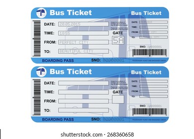 Bus boarding pass tickets on a white background