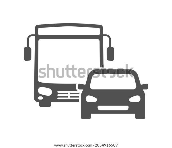 bus and car road traffic jam concept icon\
isolated on white\
background