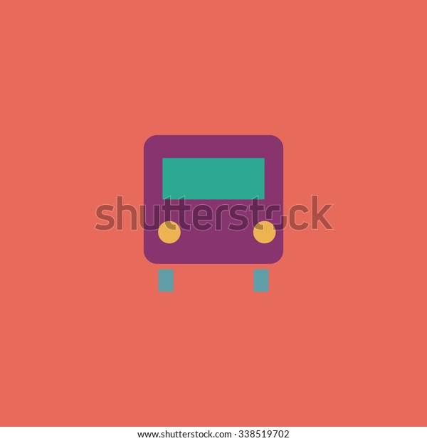 Bus. Colored simple icon. Flat retro color modern\
illustration symbol