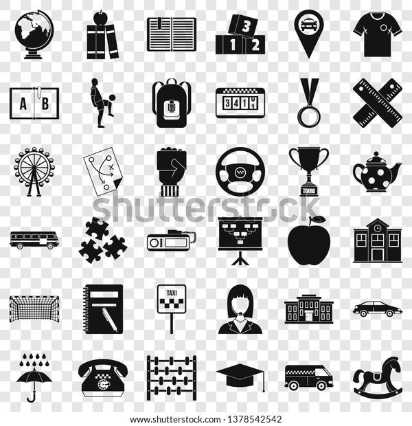 Bus icons set. Simple style of 36 bus icons for\
web for any design