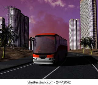The bus on a road