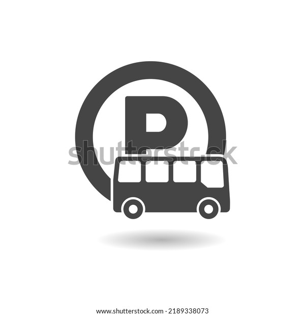 Bus parking icon with\
shadow