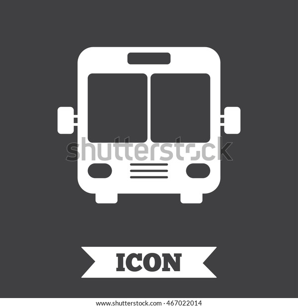 Bus sign icon. Public\
transport symbol. Graphic design element. Flat bus symbol on dark\
background. 