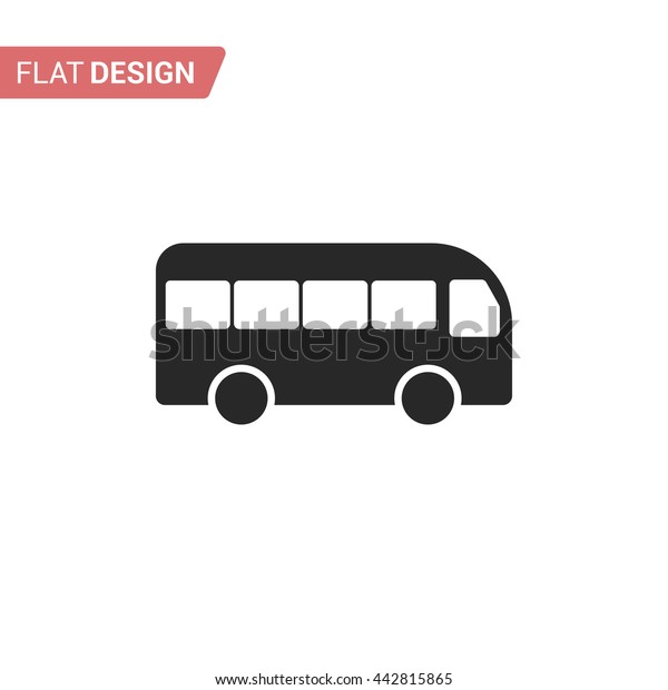 Bus simple symbol.
Black and white bus icon isolated on white background. Bus in right
side view