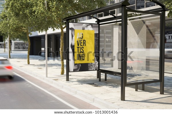 バス停広告掲示板3dレンダリング のイラスト素材